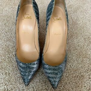 COPY - Christian Louboutin silver pointed toe pumps